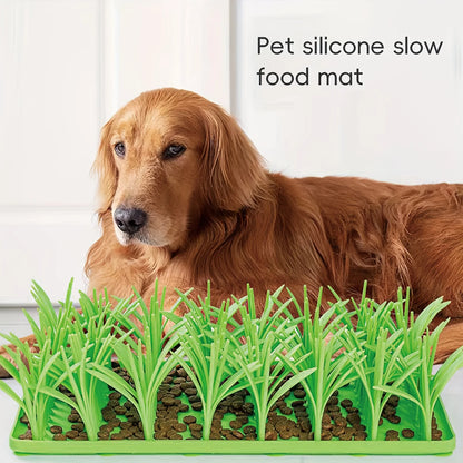 Pet Silicone Slow Food Mat, Creative Grass Design Licking Pad, Cat and Dog Eating Non-Slip Slow Food Pad Dog Accessories